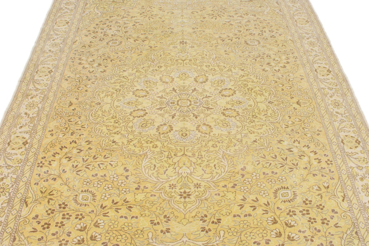 6x10 Yellow and Brown Turkish Traditional Rug