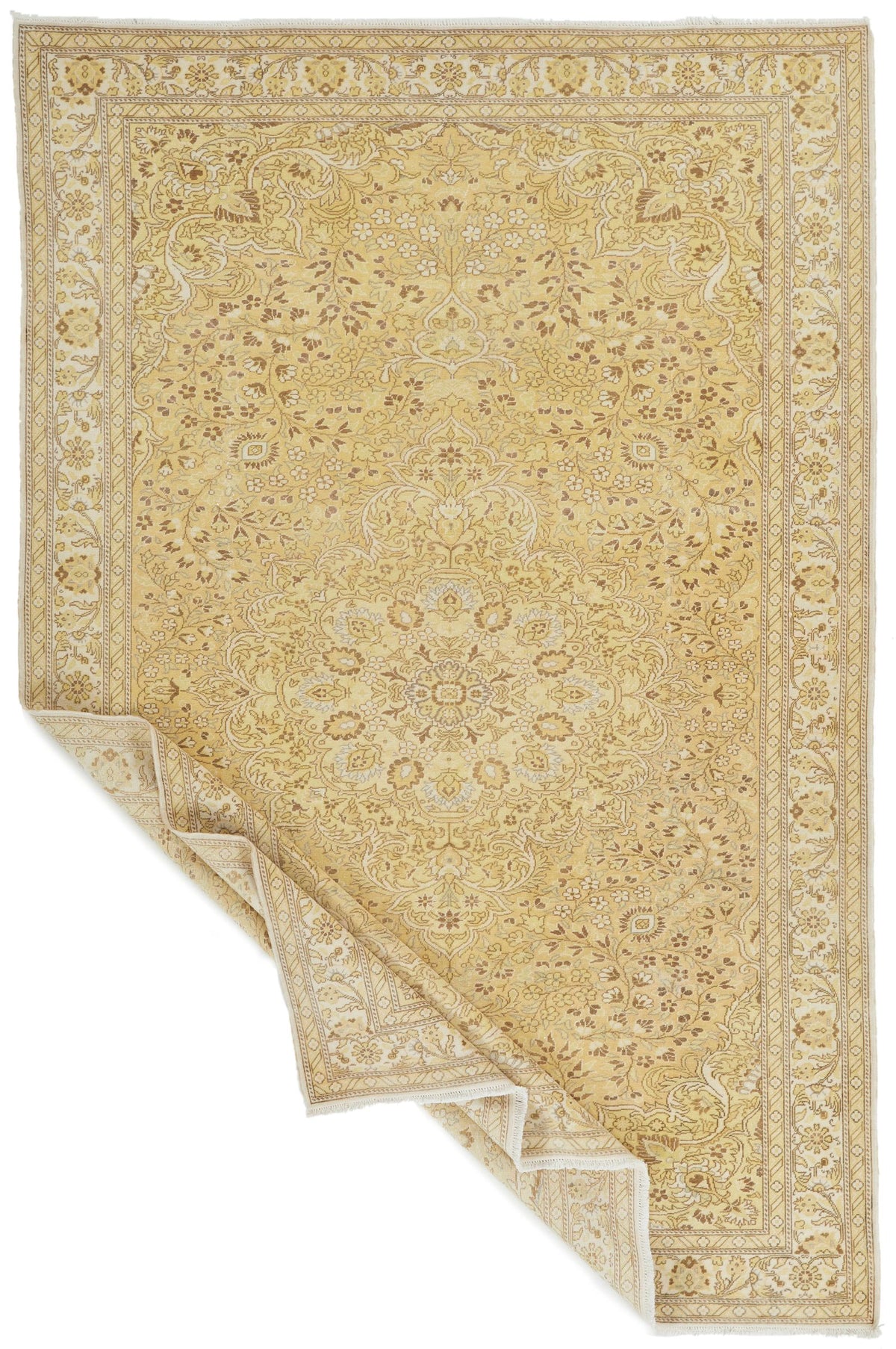 6x10 Yellow and Brown Turkish Traditional Rug