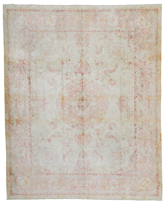 8x10 White and Red Turkish Silk Rug