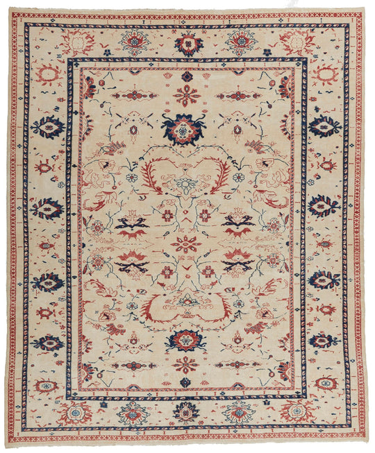 10x12 White and Rust Turkish Oushak Rug