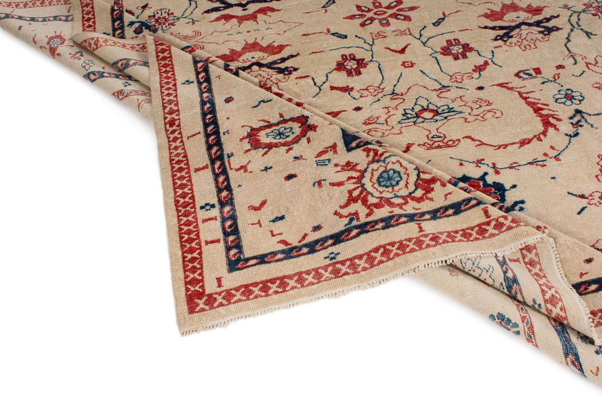 10x12 White and Rust Turkish Oushak Rug