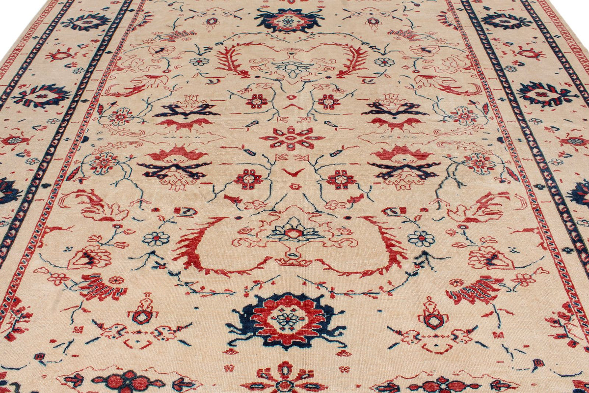 10x12 White and Rust Turkish Oushak Rug