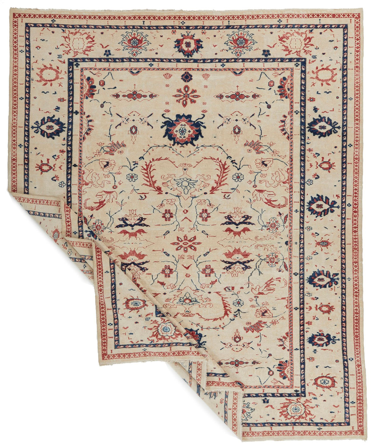 10x12 White and Rust Turkish Oushak Rug