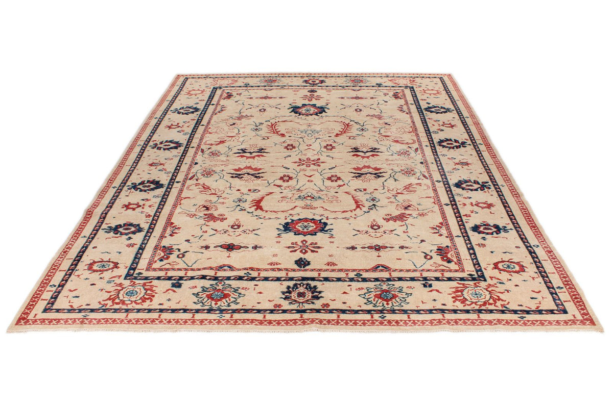 10x12 White and Rust Turkish Oushak Rug