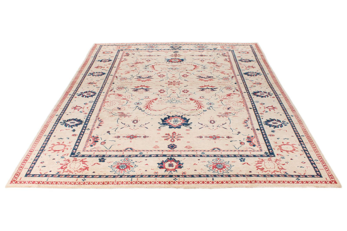 10x12 White and Rust Turkish Oushak Rug