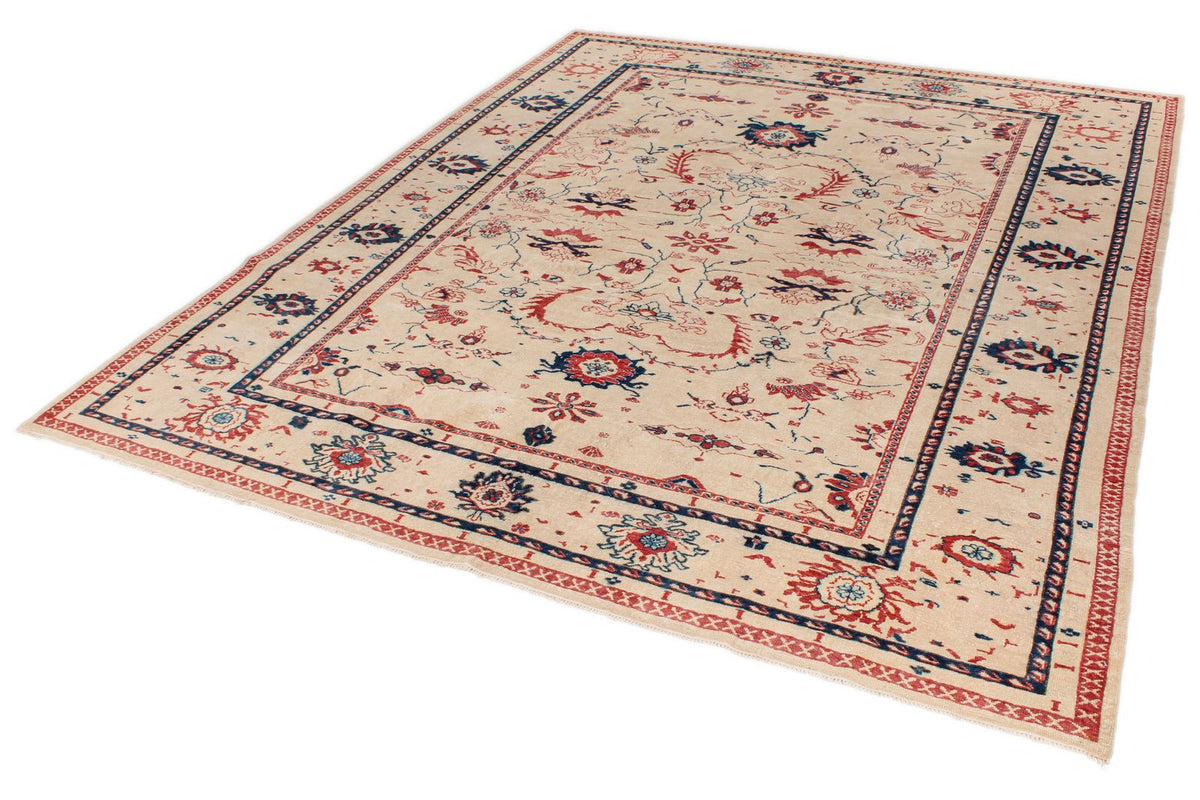 10x12 White and Rust Turkish Oushak Rug