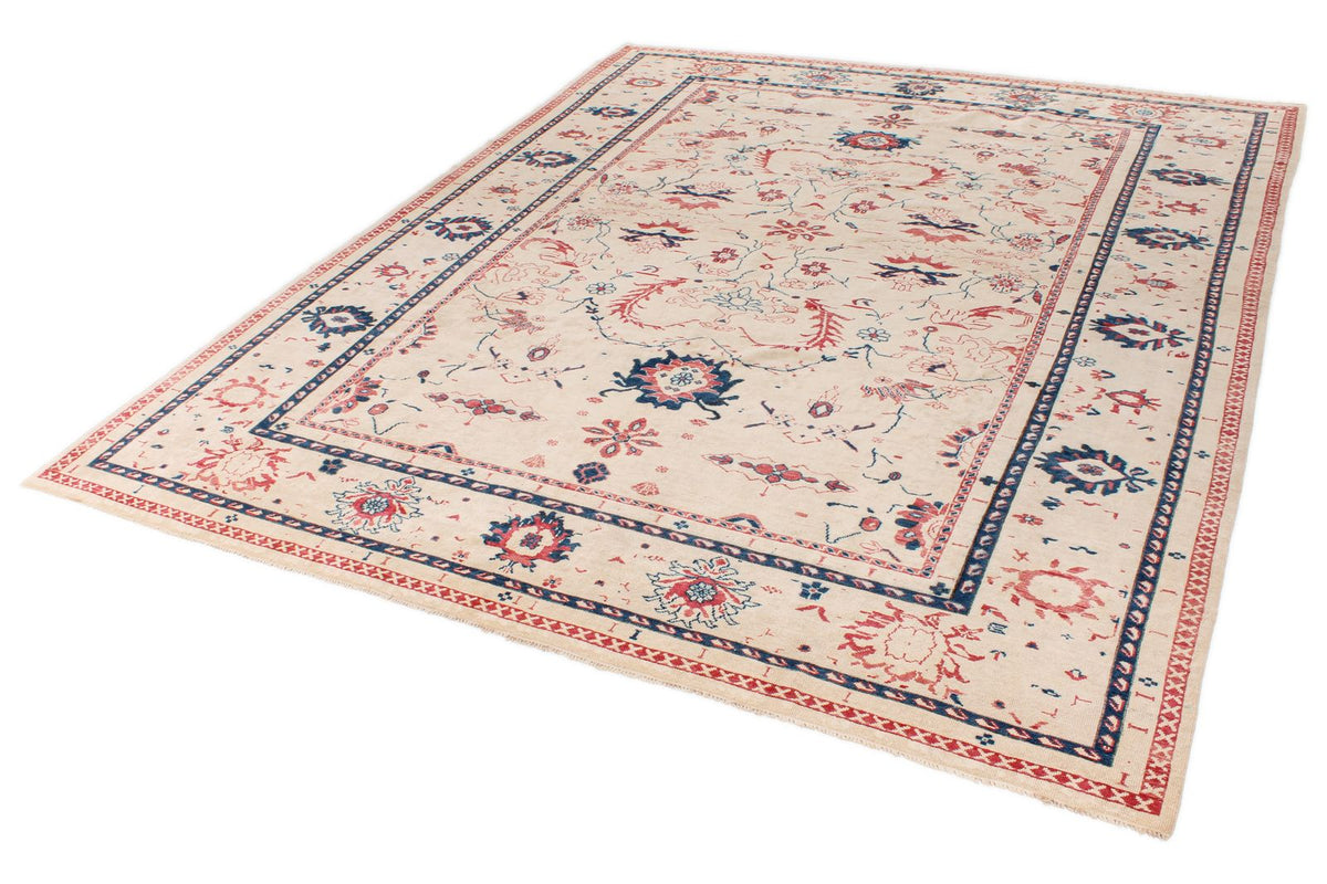 10x12 White and Rust Turkish Oushak Rug