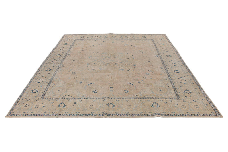 9x12 Beige and Blue Persian Traditional Rug