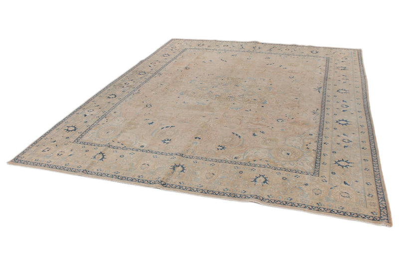 9x12 Beige and Blue Persian Traditional Rug