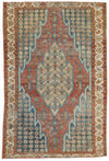 4x6 Red and Blue Persian Tribal Rug