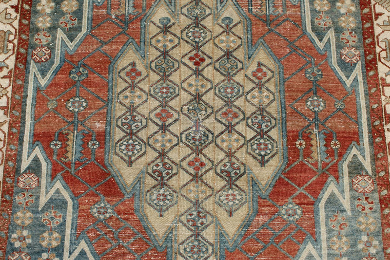 4x6 Red and Blue Persian Tribal Rug