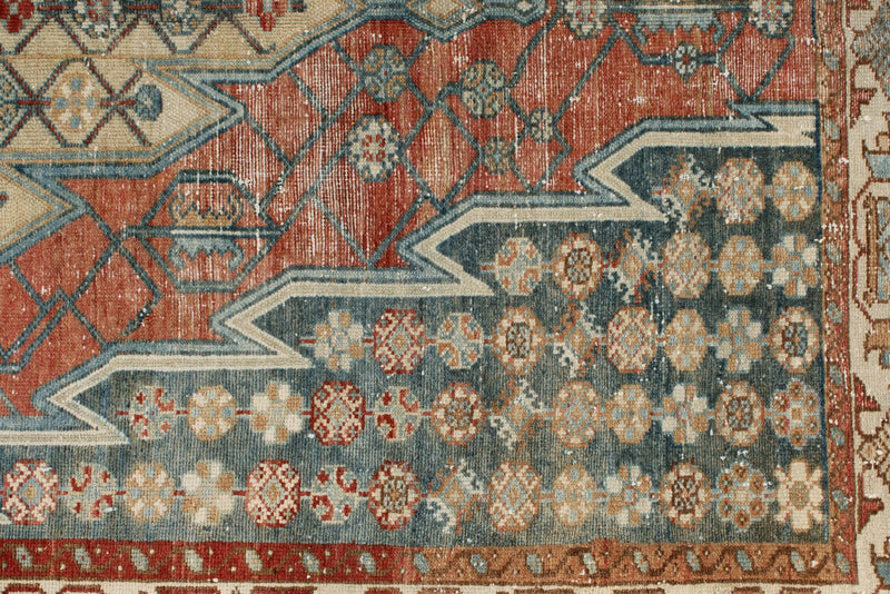 4x6 Red and Blue Persian Tribal Rug