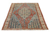 4x6 Red and Blue Persian Tribal Rug