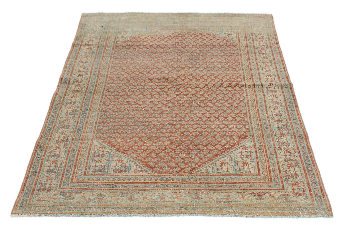 4x6 Red and Beige Persian Tribal Rug