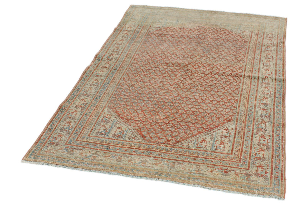 4x6 Red and Beige Persian Tribal Rug