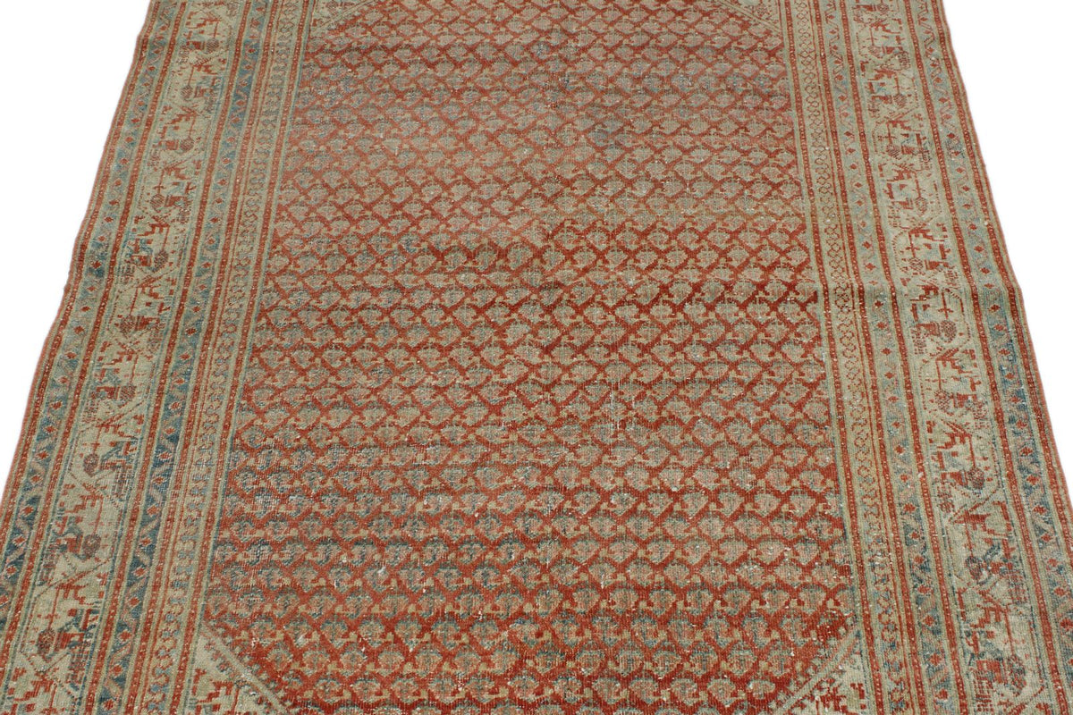 4x6 Red and Beige Persian Tribal Rug