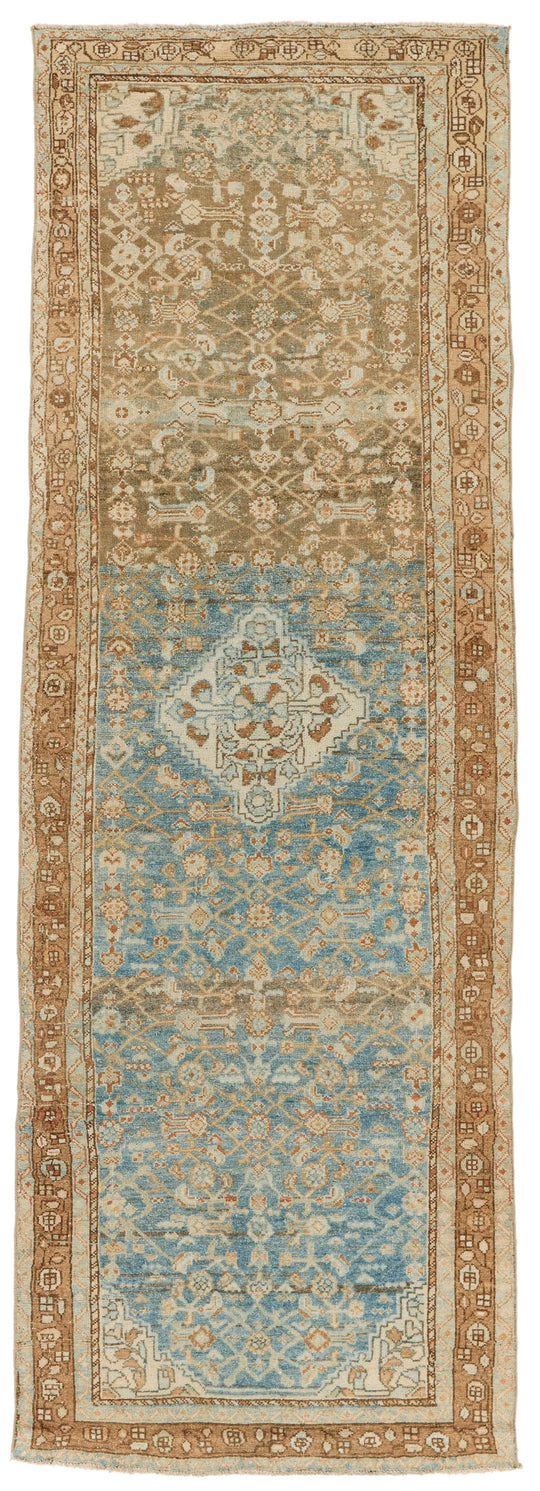 3x10 Beige and Brown Persian Tribal Runner