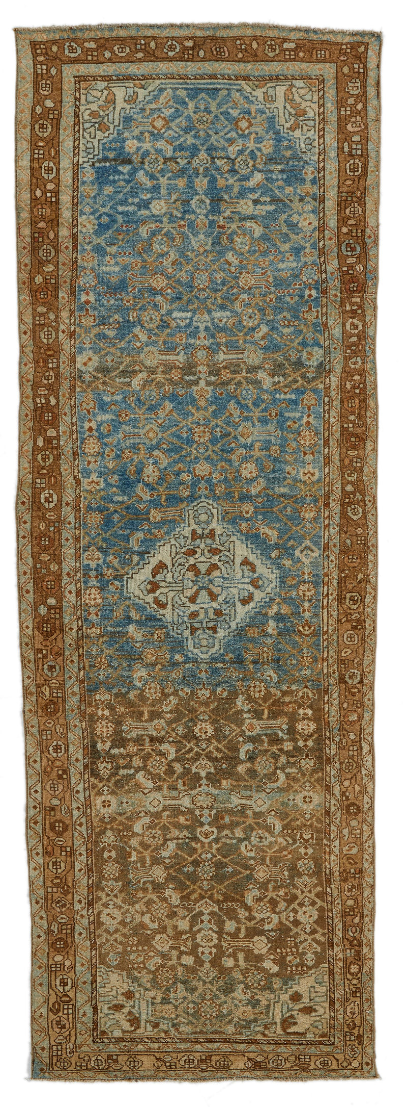 3x10 Beige and Brown Persian Tribal Runner