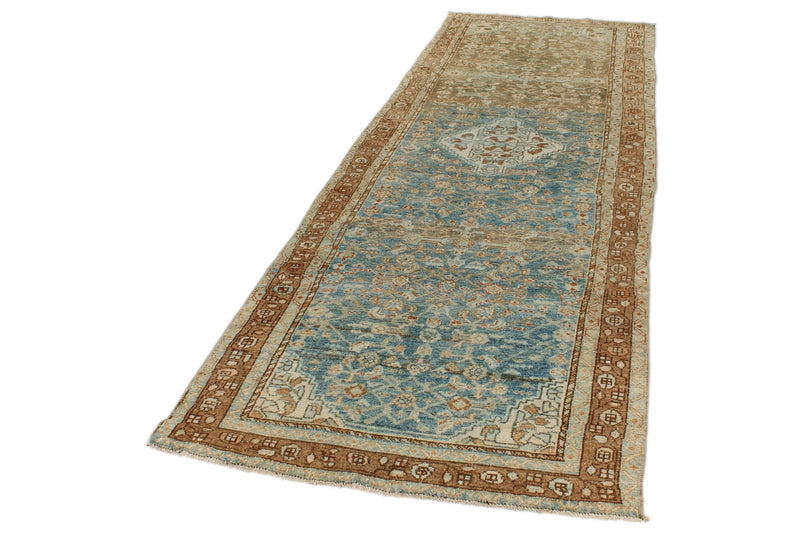 3x10 Beige and Brown Persian Tribal Runner