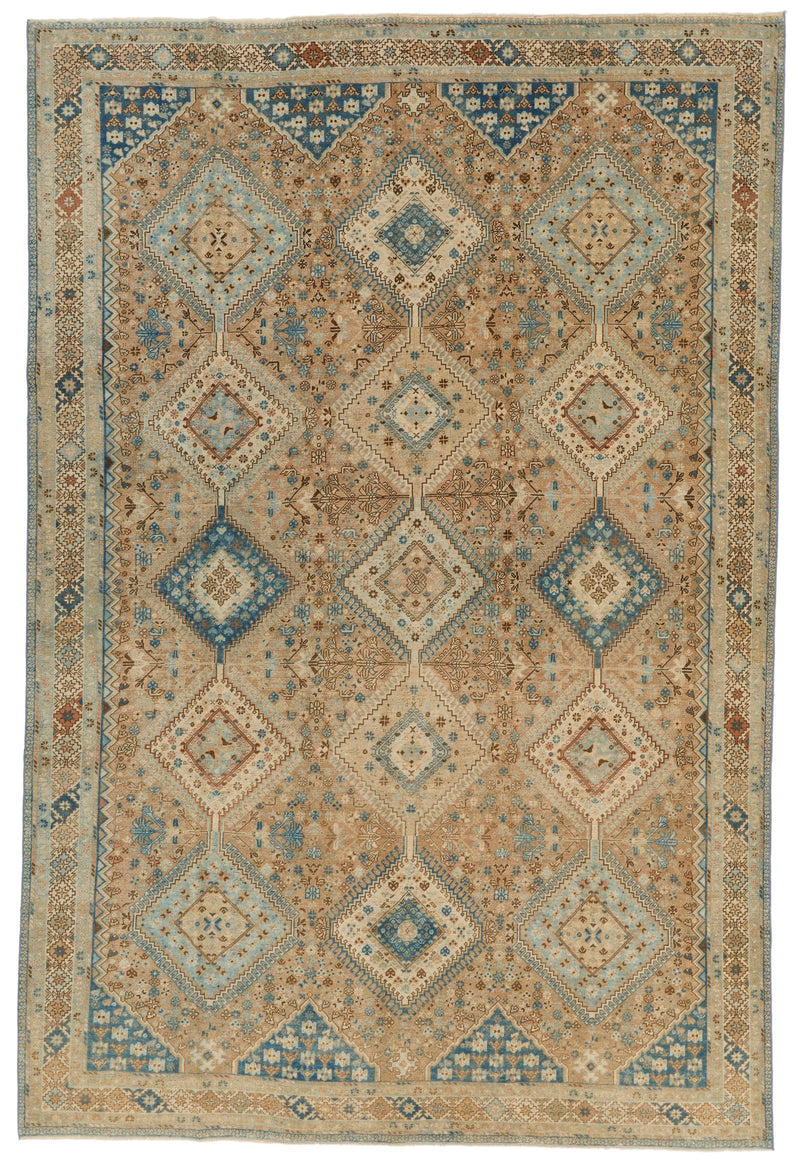 7x10 Brown and Beige Persian Traditional Rug