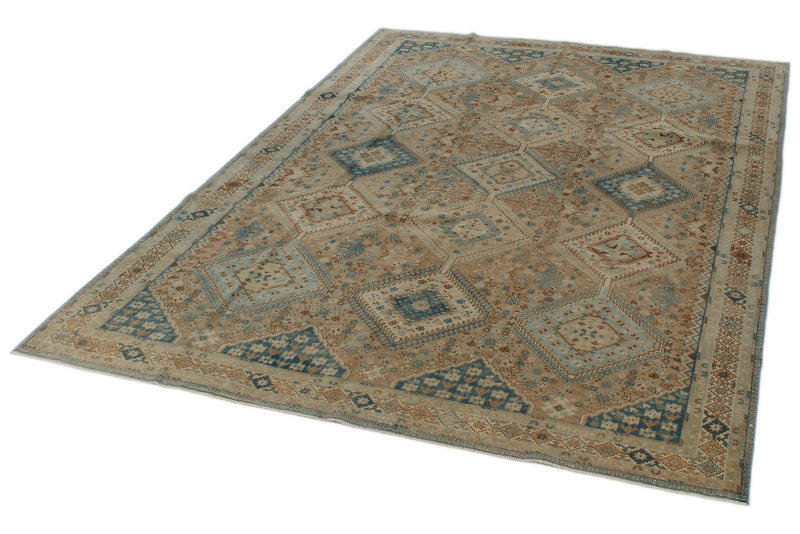 7x10 Brown and Beige Persian Traditional Rug