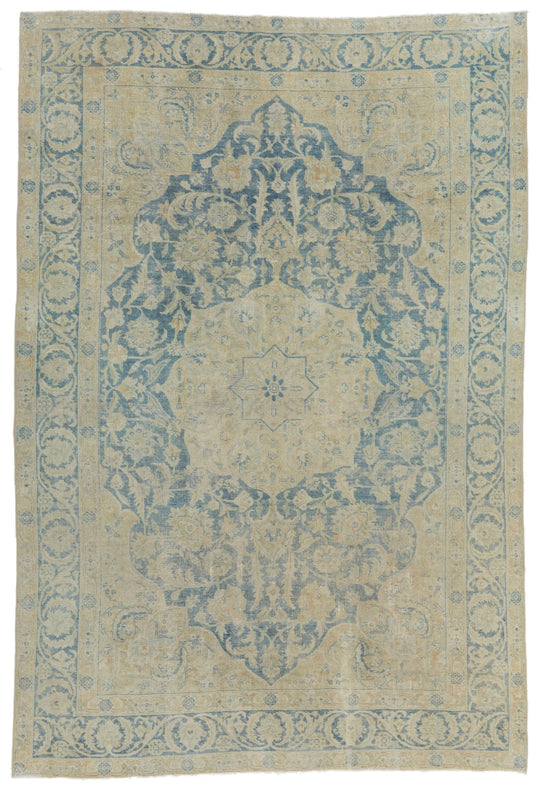 6x10 Beige and Blue Persian Traditional Rug