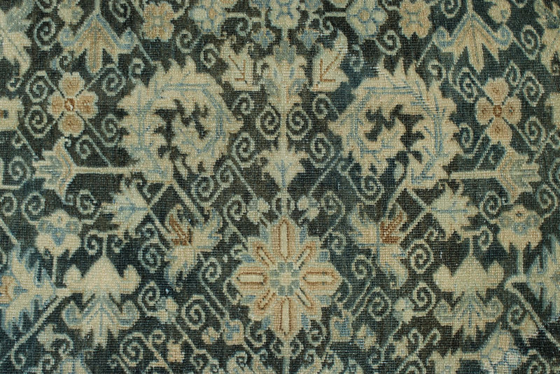 9x13 Blue and Beige Turkish Tribal Rug