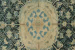 9x13 Blue and Beige Turkish Tribal Rug