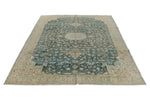 9x13 Blue and Beige Turkish Tribal Rug