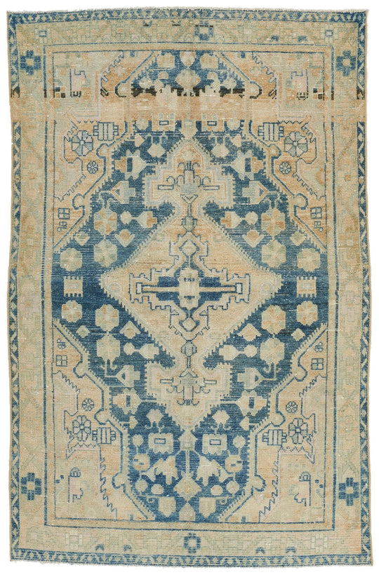 4x6 Blue and Beige Persian Traditional Rug