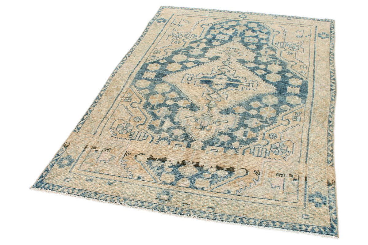 4x6 Blue and Beige Persian Traditional Rug