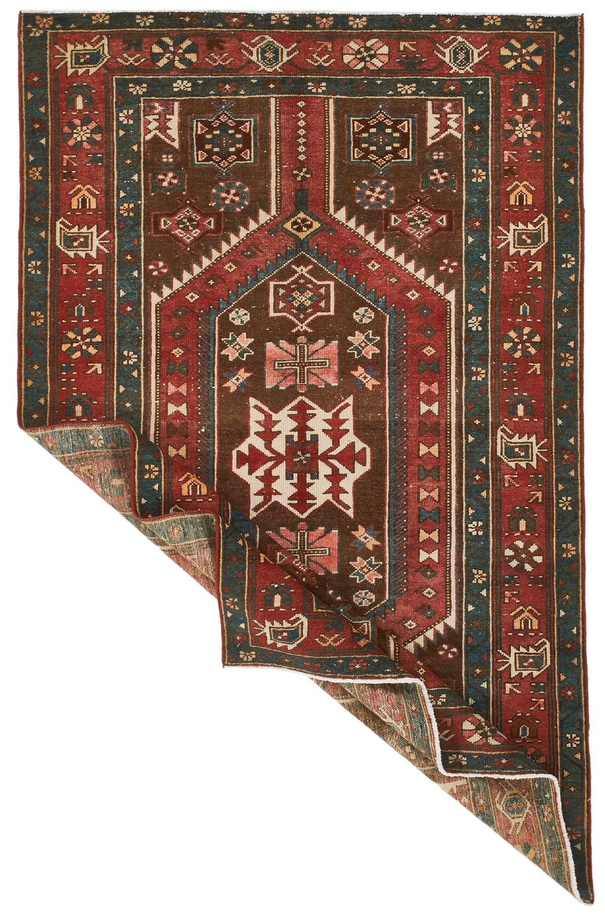 4x7 Red and Navy Persian Tribal Rug