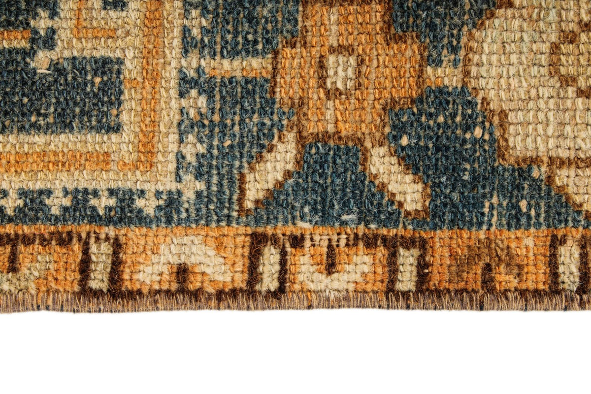 4x6 Orange and Blue Persian Tribal Rug