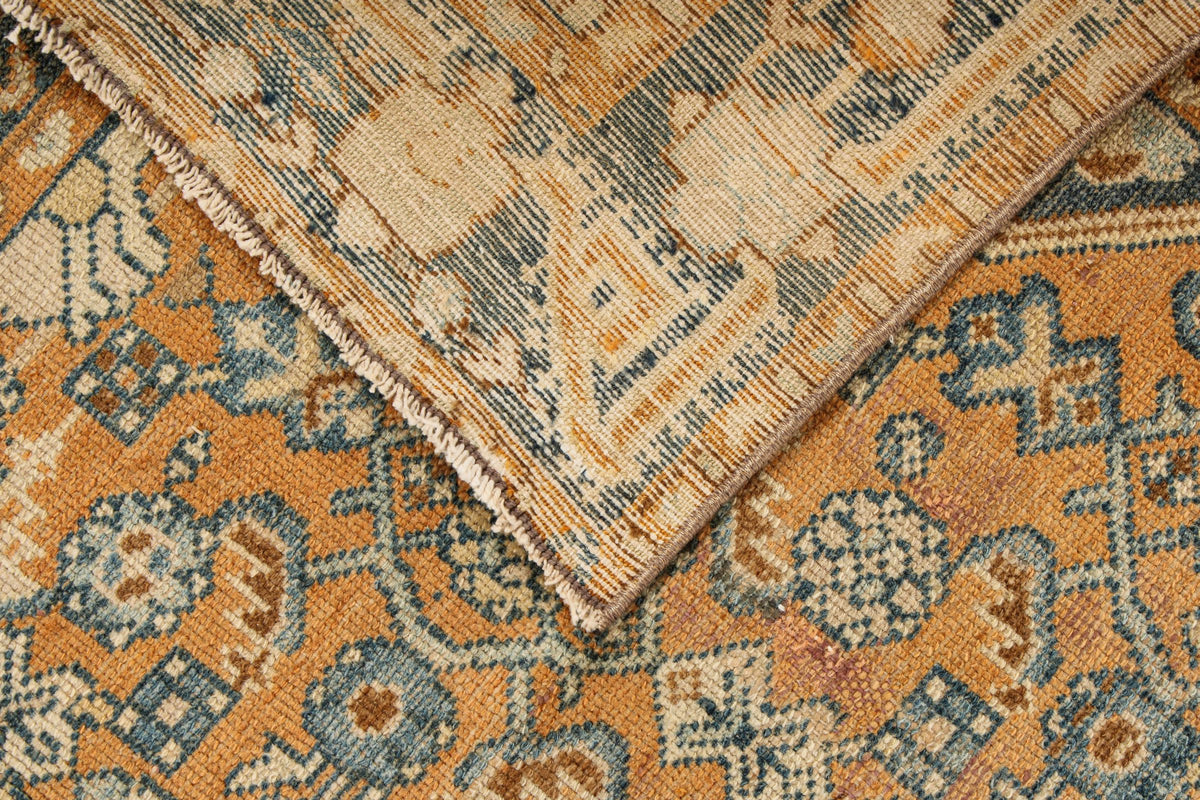 4x6 Orange and Blue Persian Tribal Rug
