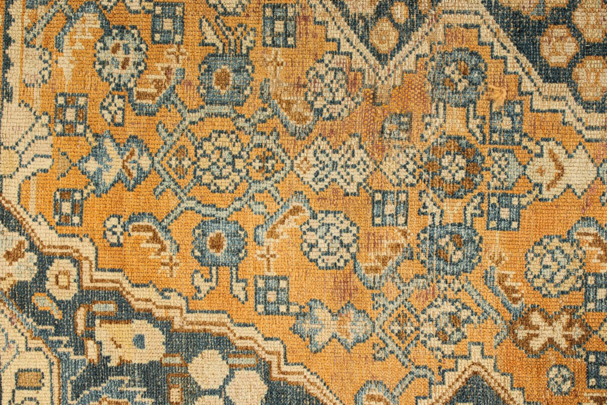 4x6 Orange and Blue Persian Tribal Rug
