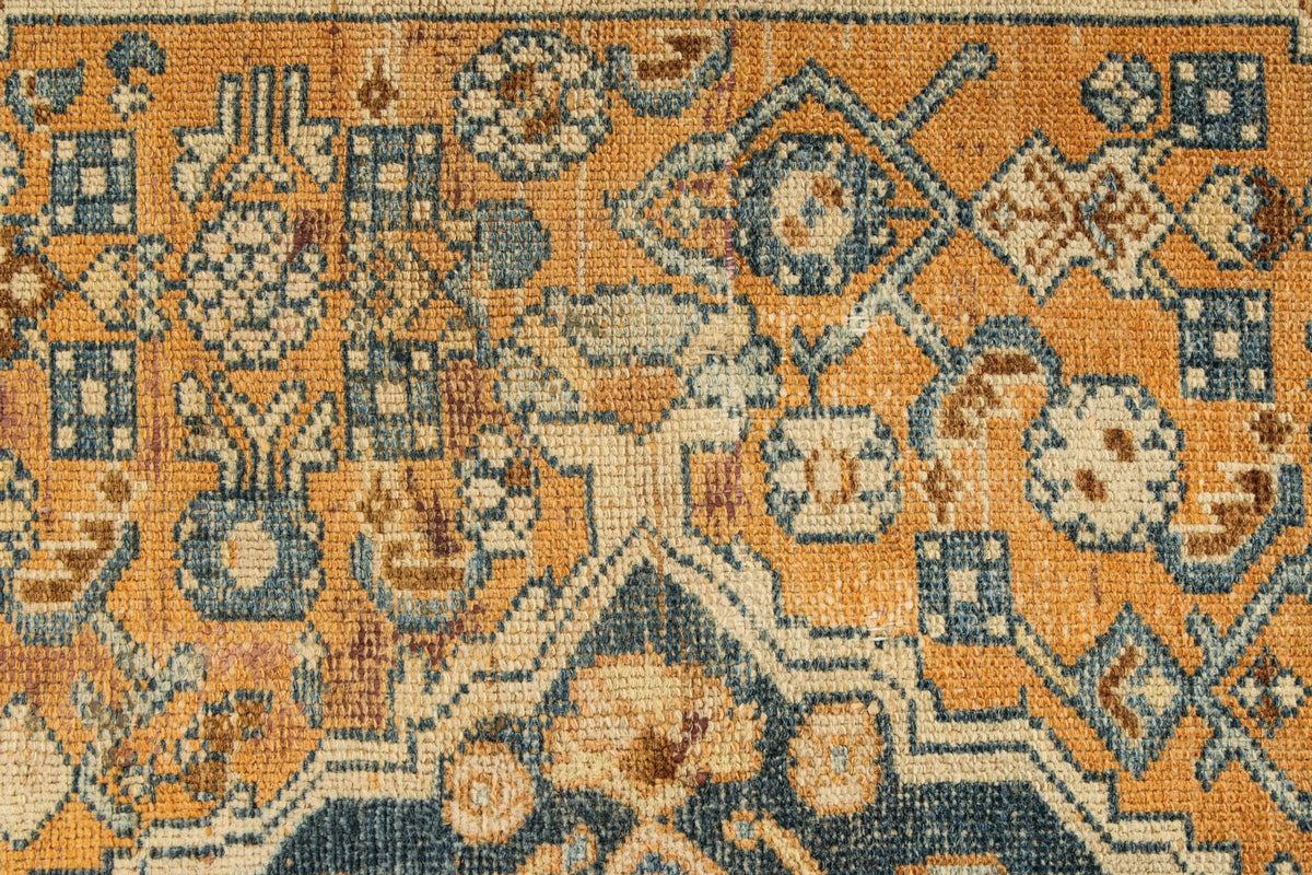 4x6 Orange and Blue Persian Tribal Rug