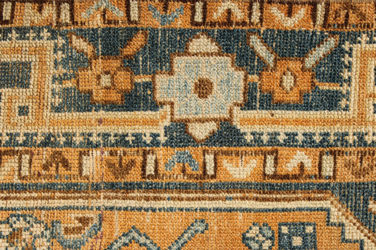 4x6 Orange and Blue Persian Tribal Rug