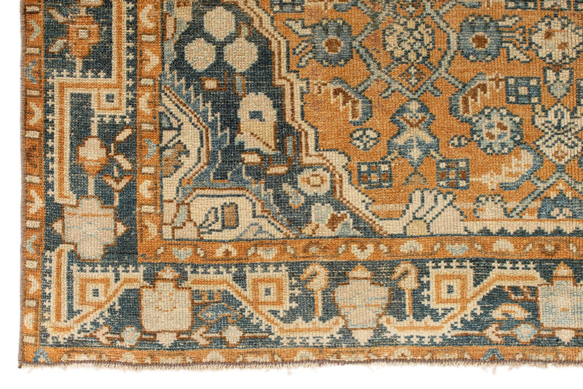 4x6 Orange and Blue Persian Tribal Rug