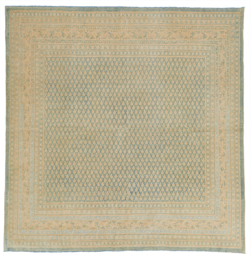 7x7 Beige and Blue Persian Rug