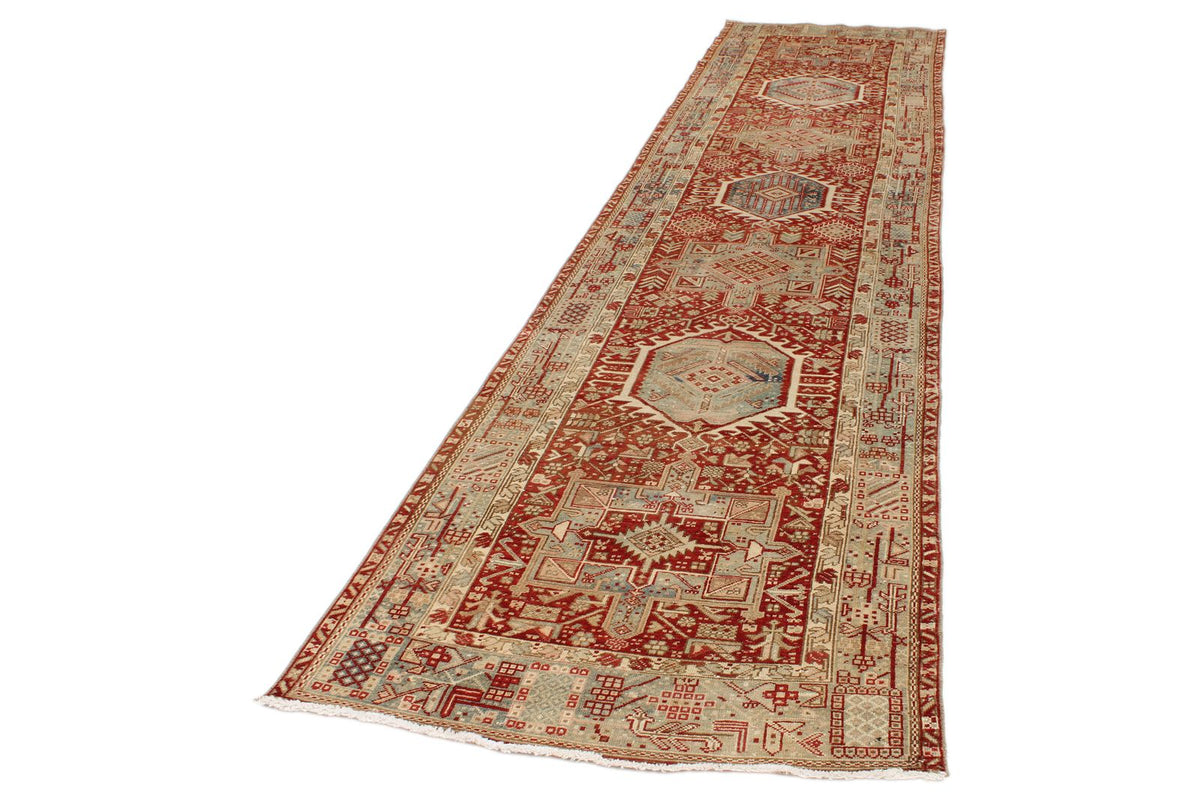 4x14 Red and Beige Persian Runner