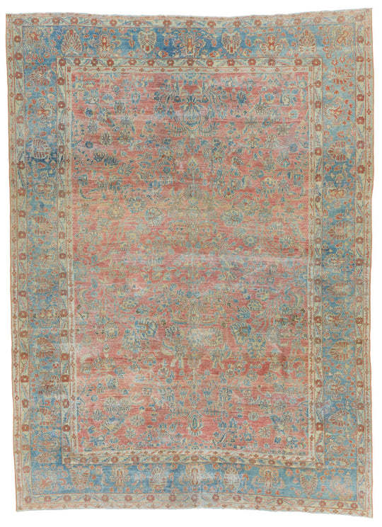 9x12 Blue and Rust Persian Rug