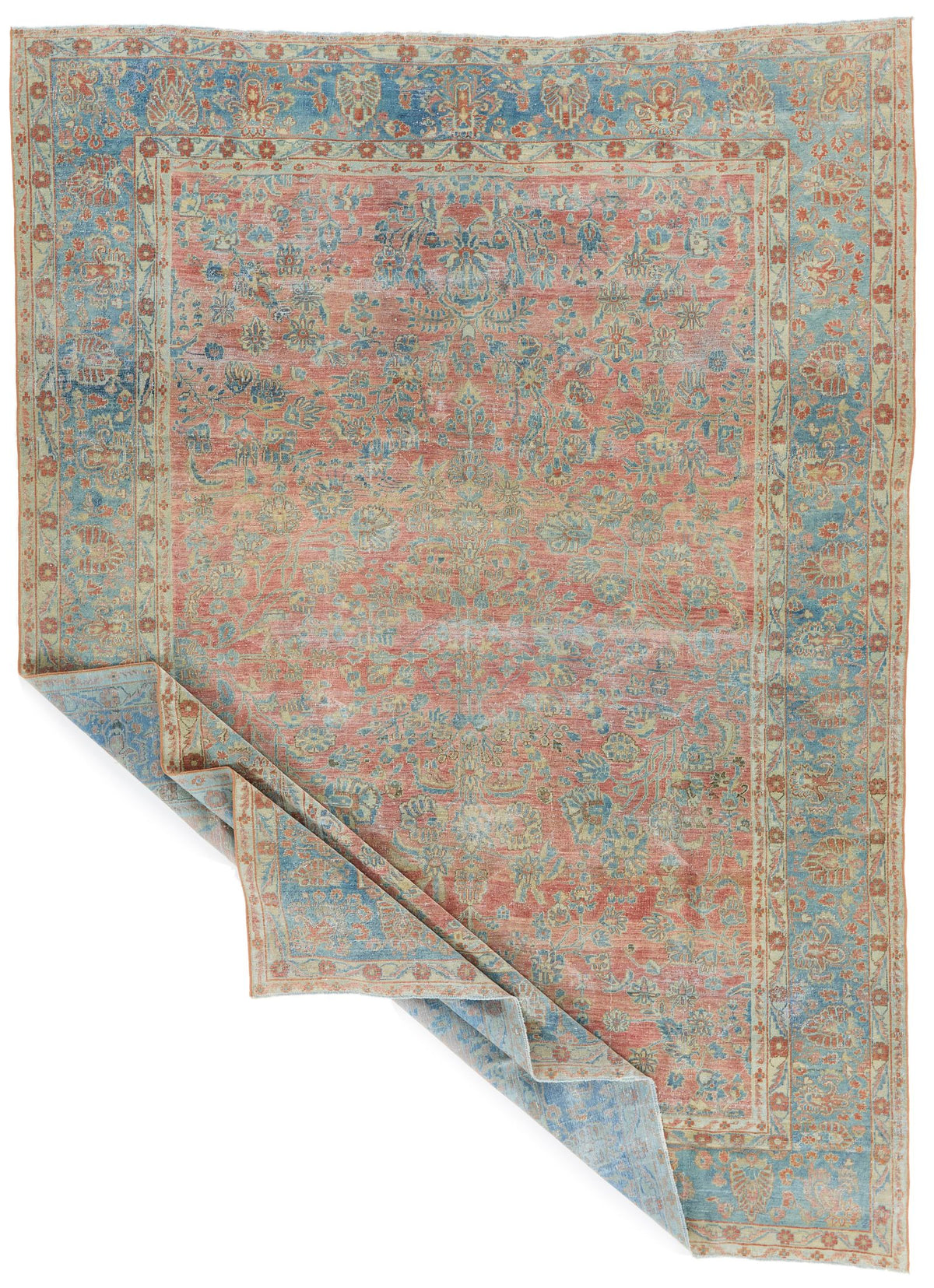 9x12 Blue and Rust Persian Rug