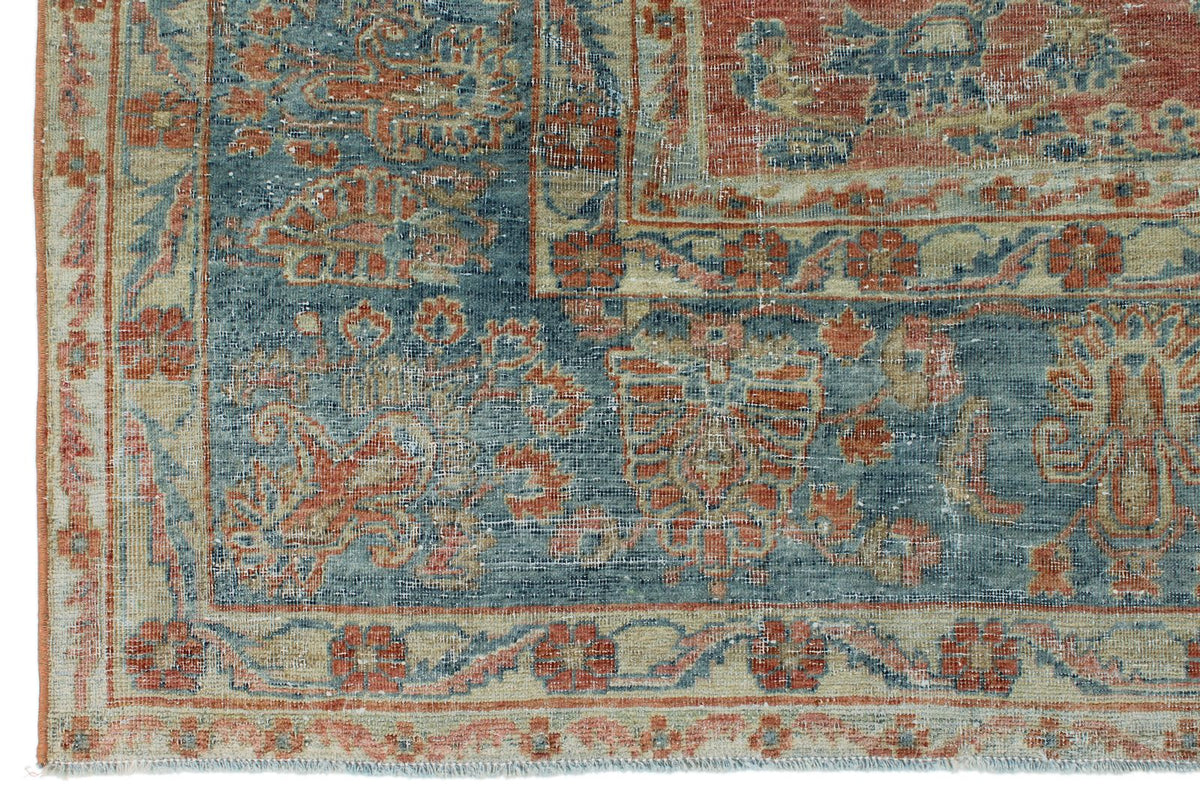 9x12 Blue and Rust Persian Rug