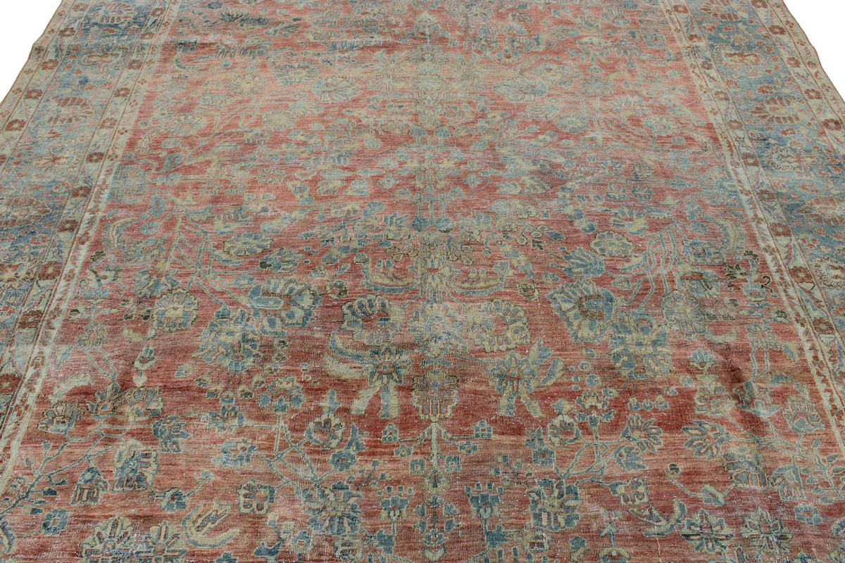 9x12 Blue and Rust Persian Rug