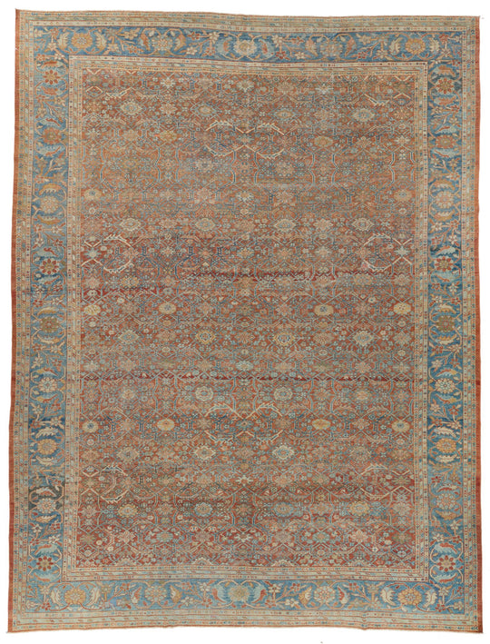 10x13 Rust and Blue Persian Rug