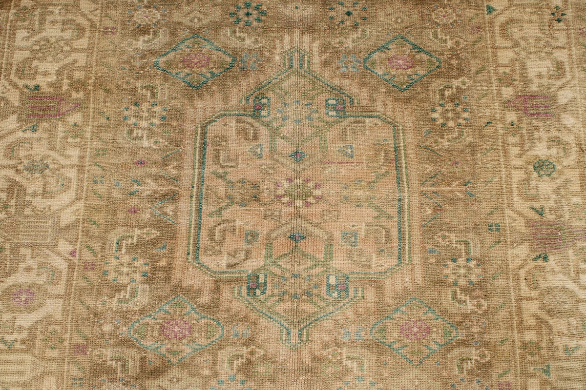 4x6 Beige and Green Persian Tribal Rug