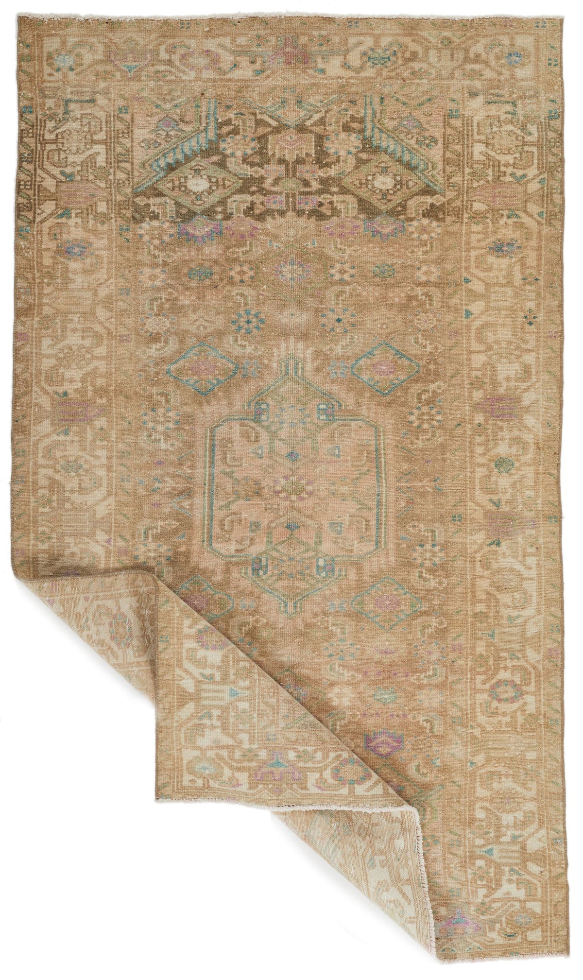 4x6 Beige and Green Persian Tribal Rug