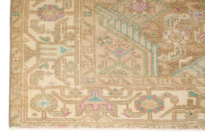 4x6 Beige and Green Persian Tribal Rug