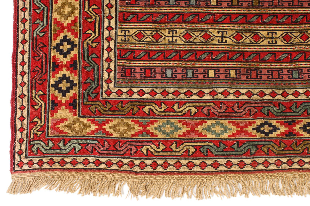 7x13 Red Turkish Patchwork Rug