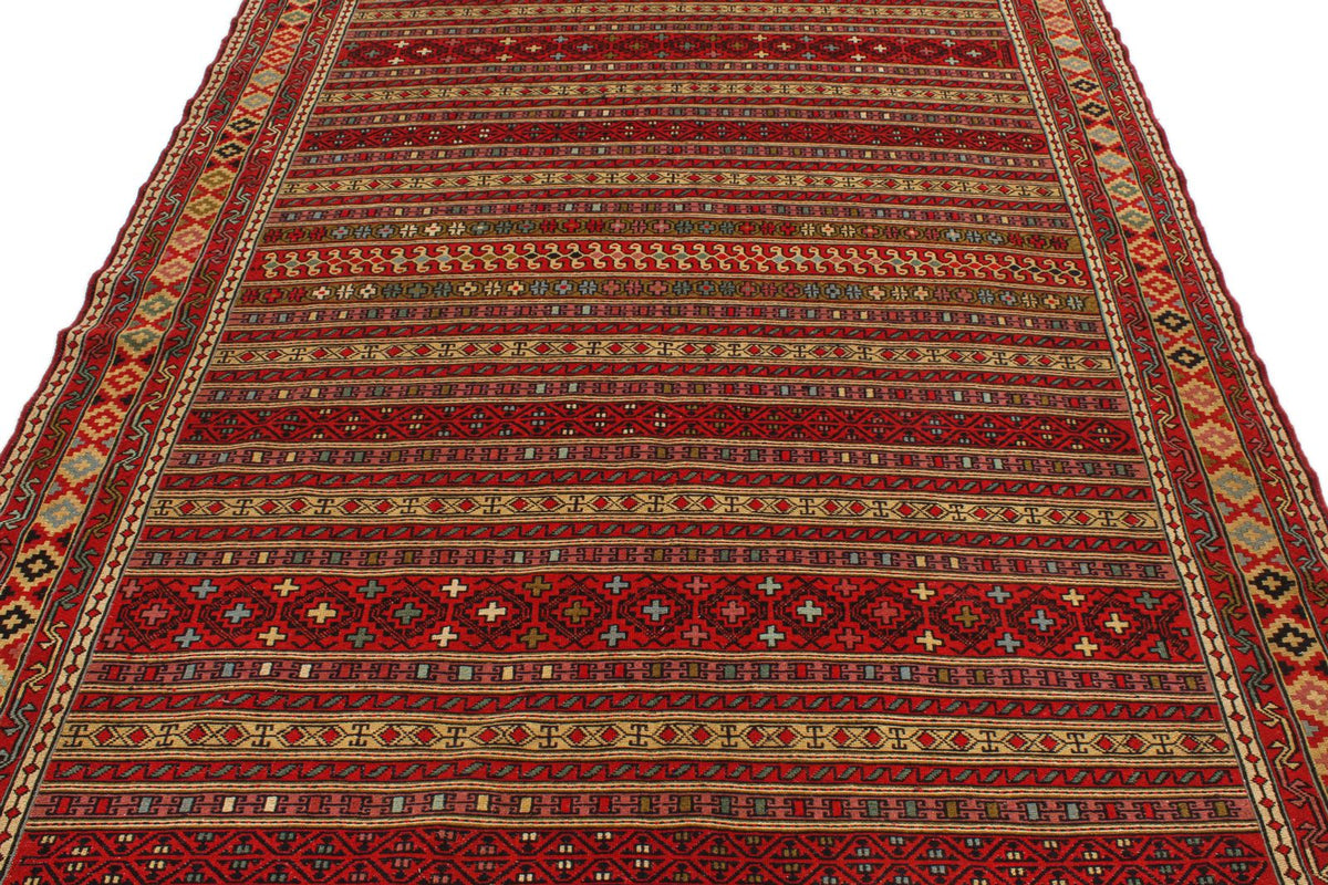 7x13 Red Turkish Patchwork Rug
